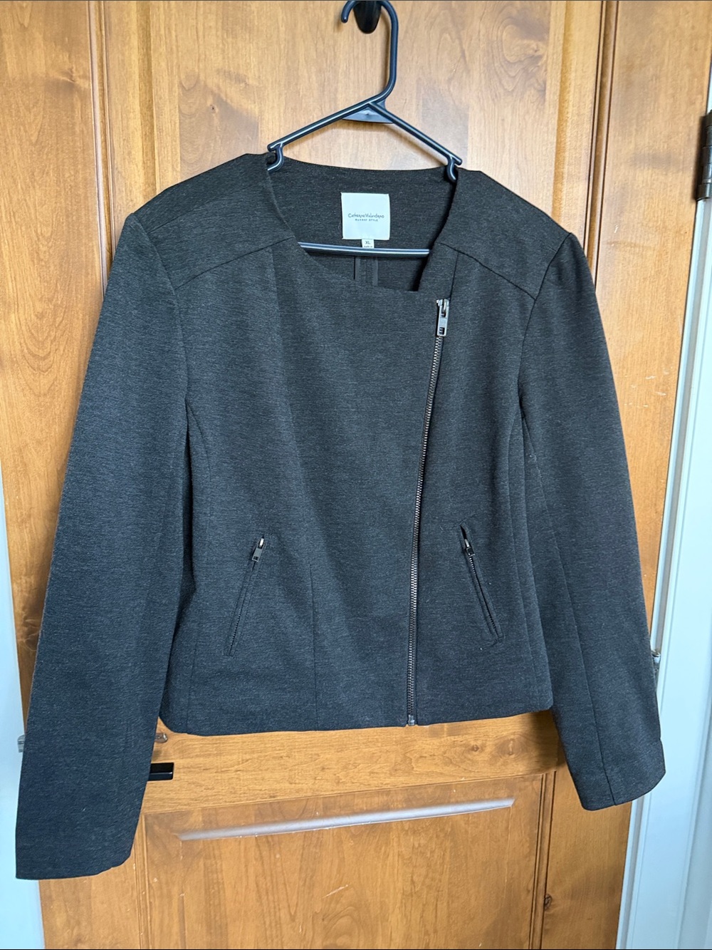 Catherine Malandrino Women's Dark Charcoal Asymmetrical Zip Jacket